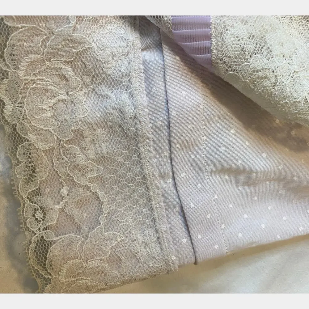 Vintage lace slip dress Pinup‎ Sheer lilac polka dot